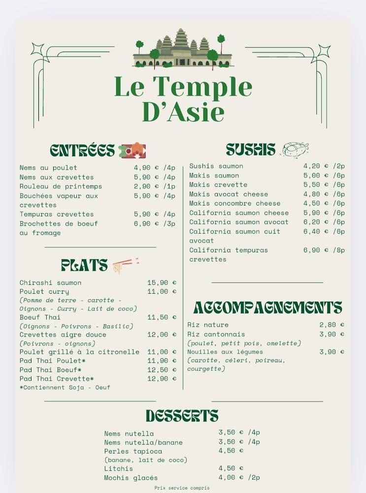 Le Temple d'Asie - Menu Image 1
